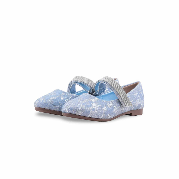Girls Sky Blue Fancy Pumps KD2621