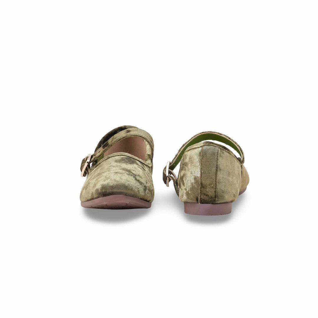 Girls Olive Formal Pumps KD2627