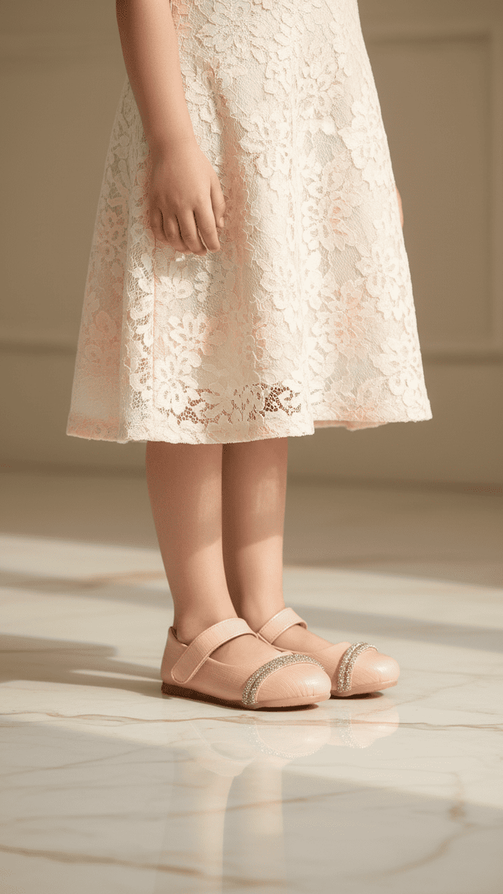 حذاء بناتي وردي أنيق بكعب رفيع KD2634