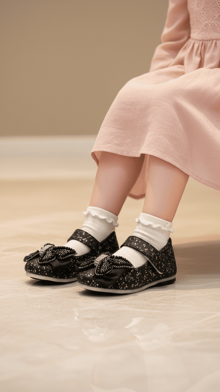 Girls Black Fancy Pumps KD2636