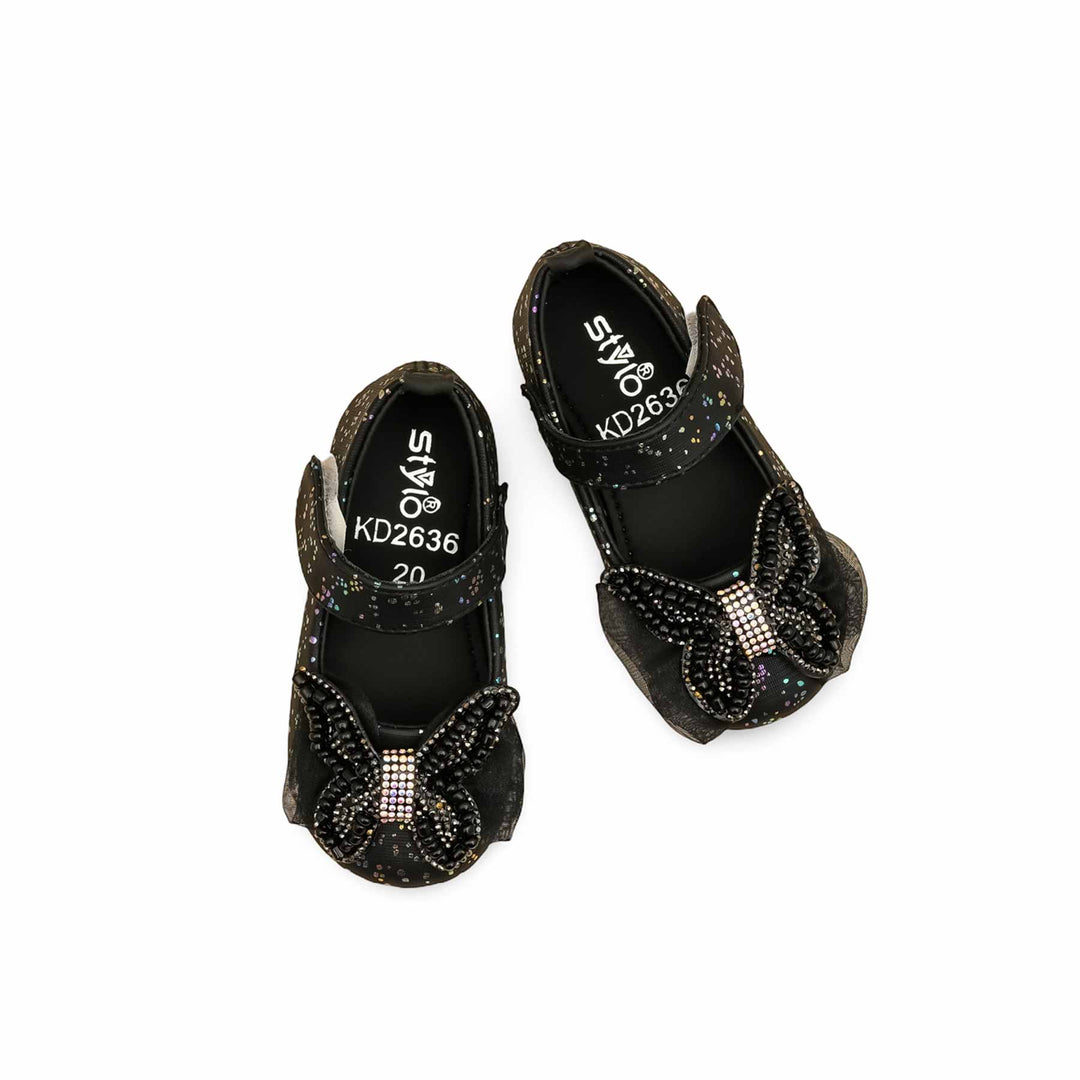 Girls Black Fancy Pumps KD2636
