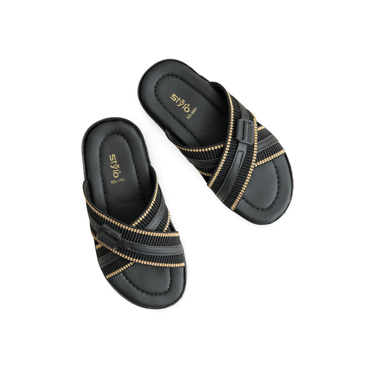 Boys Black Casual Slipper KD4881