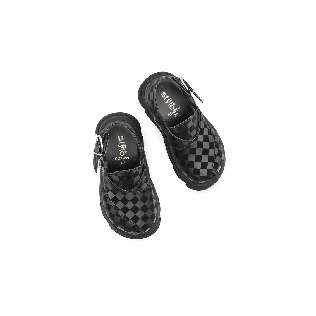 Boys Black Peshawari Chappal KD4959