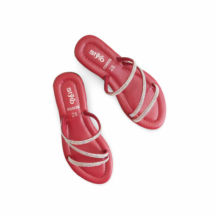 Girls Maroon Casual Slipper KD5533