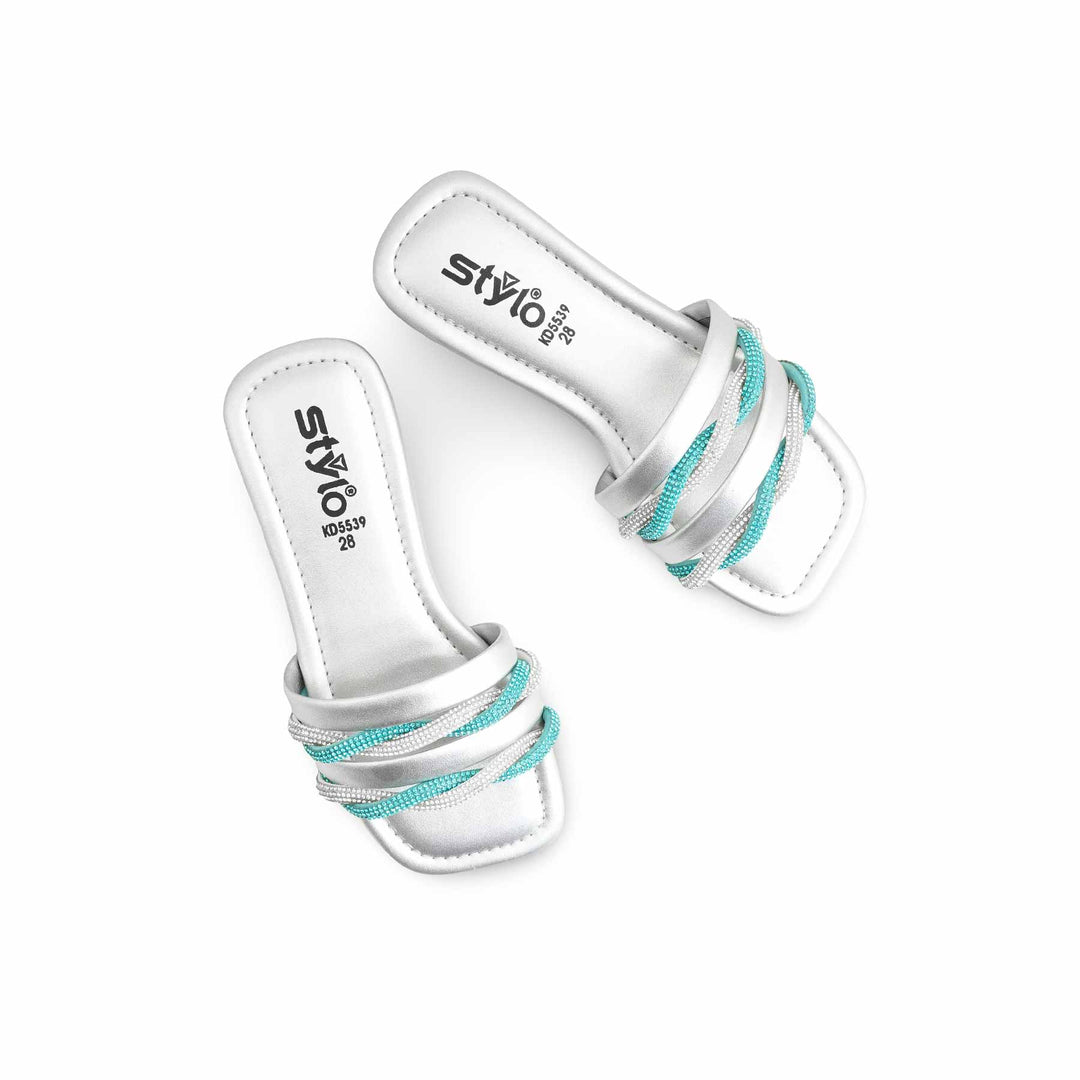 Girls Silver Fancy Slipper KD5539