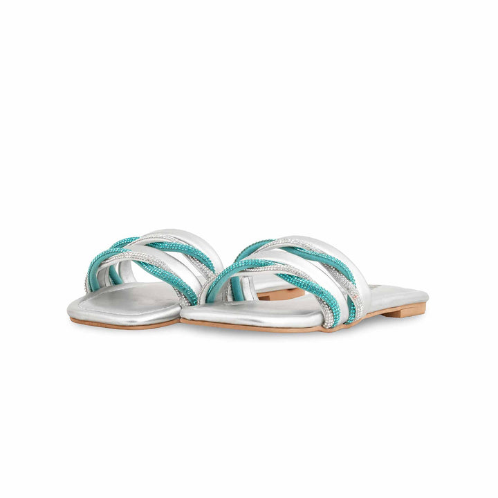 Girls Silver Fancy Slipper KD5539