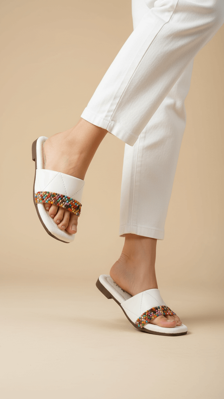 Girls White Casual Slipper KD5552