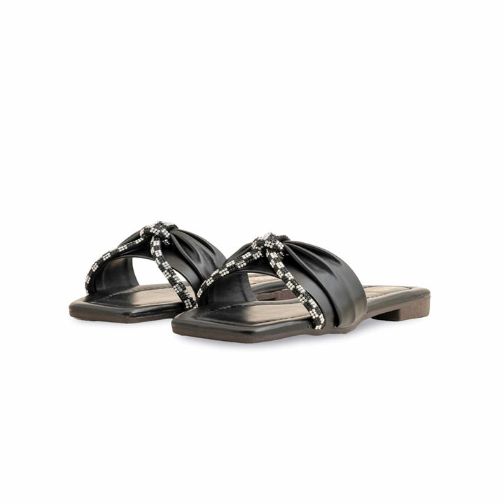 Girls Black Casual Slipper KD5556