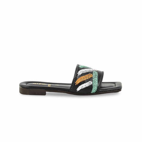 Girls Black Casual Slipper KD5586