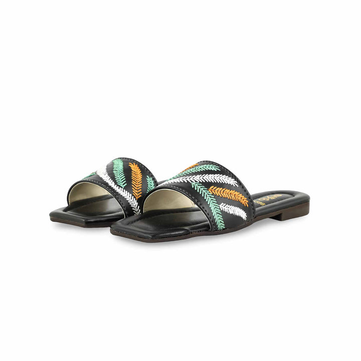 Girls Black Casual Slipper KD5586