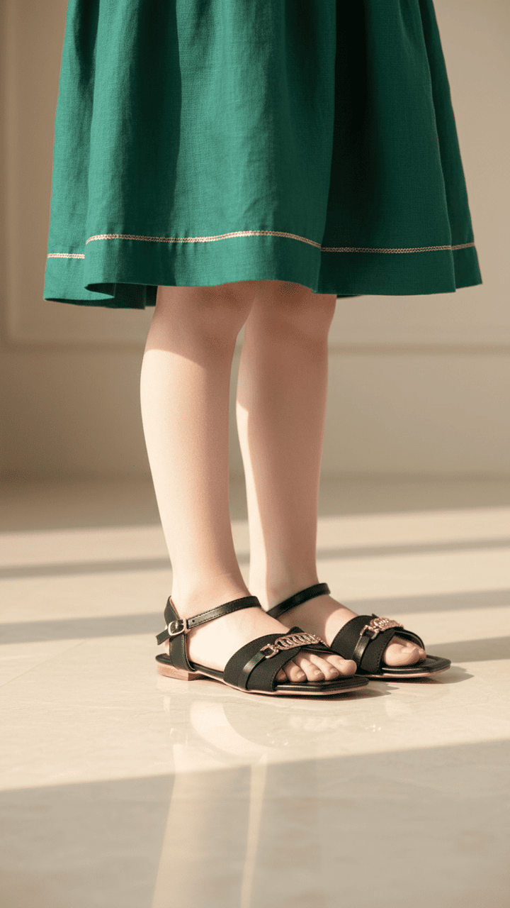 Girls Black Casual Sandal KD5630
