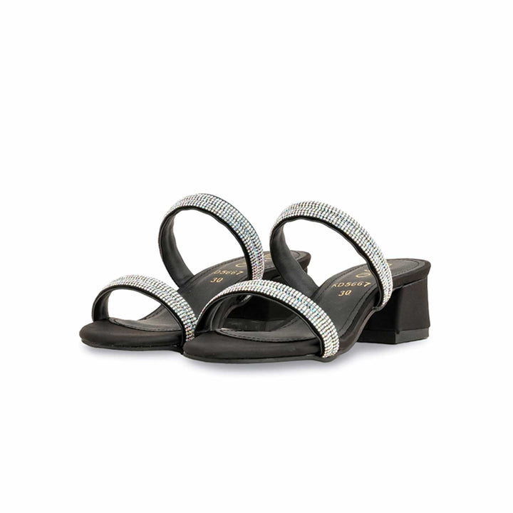 Girls Black Fancy Slipper KD5667