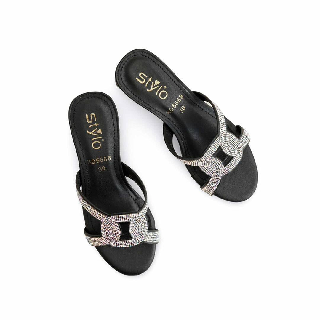 Girls Black Fancy Slipper KD5668