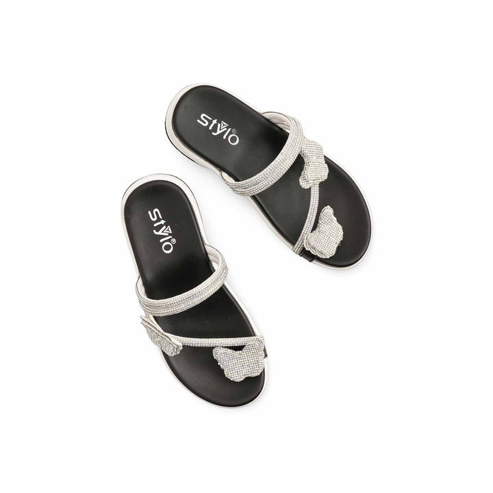 Girls Silver Fancy Slipper KD5717