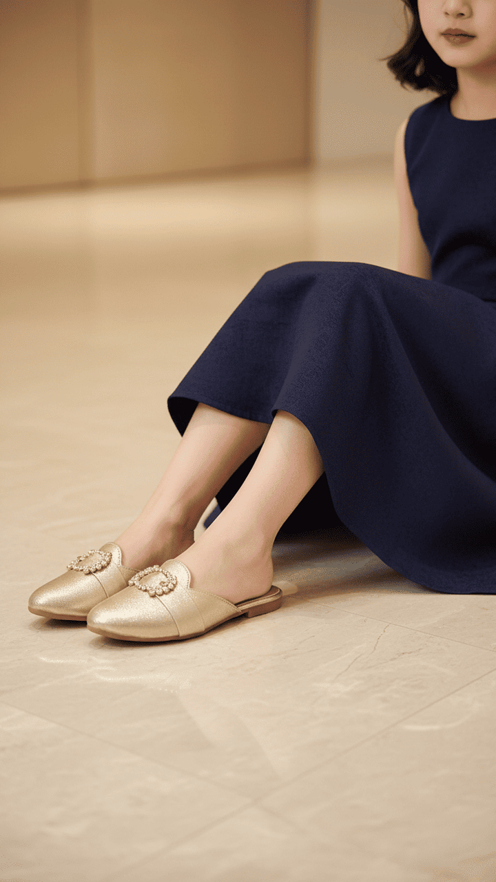 Girls Golden Fancy Pumps KD5721