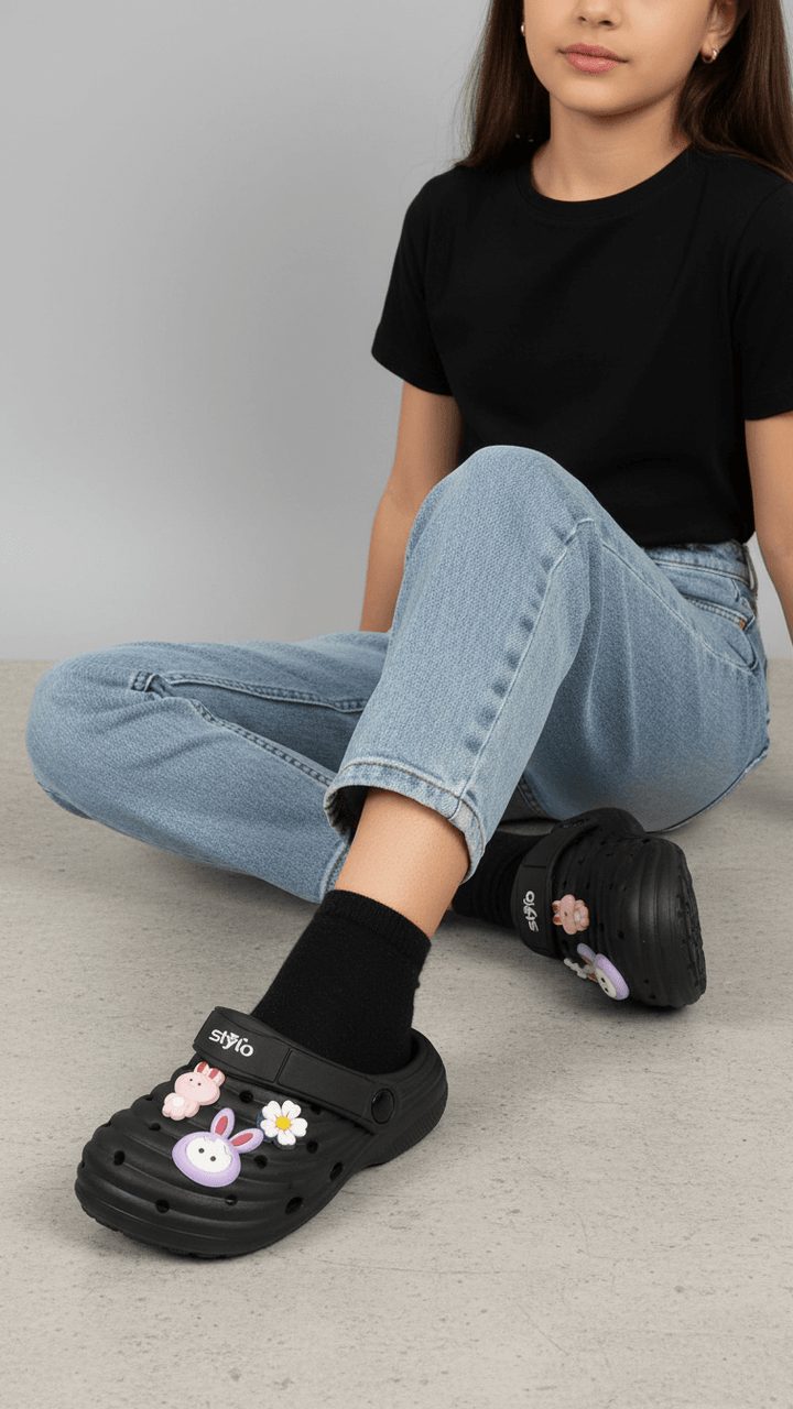 Girls Black Casual Flip Flop KD5723