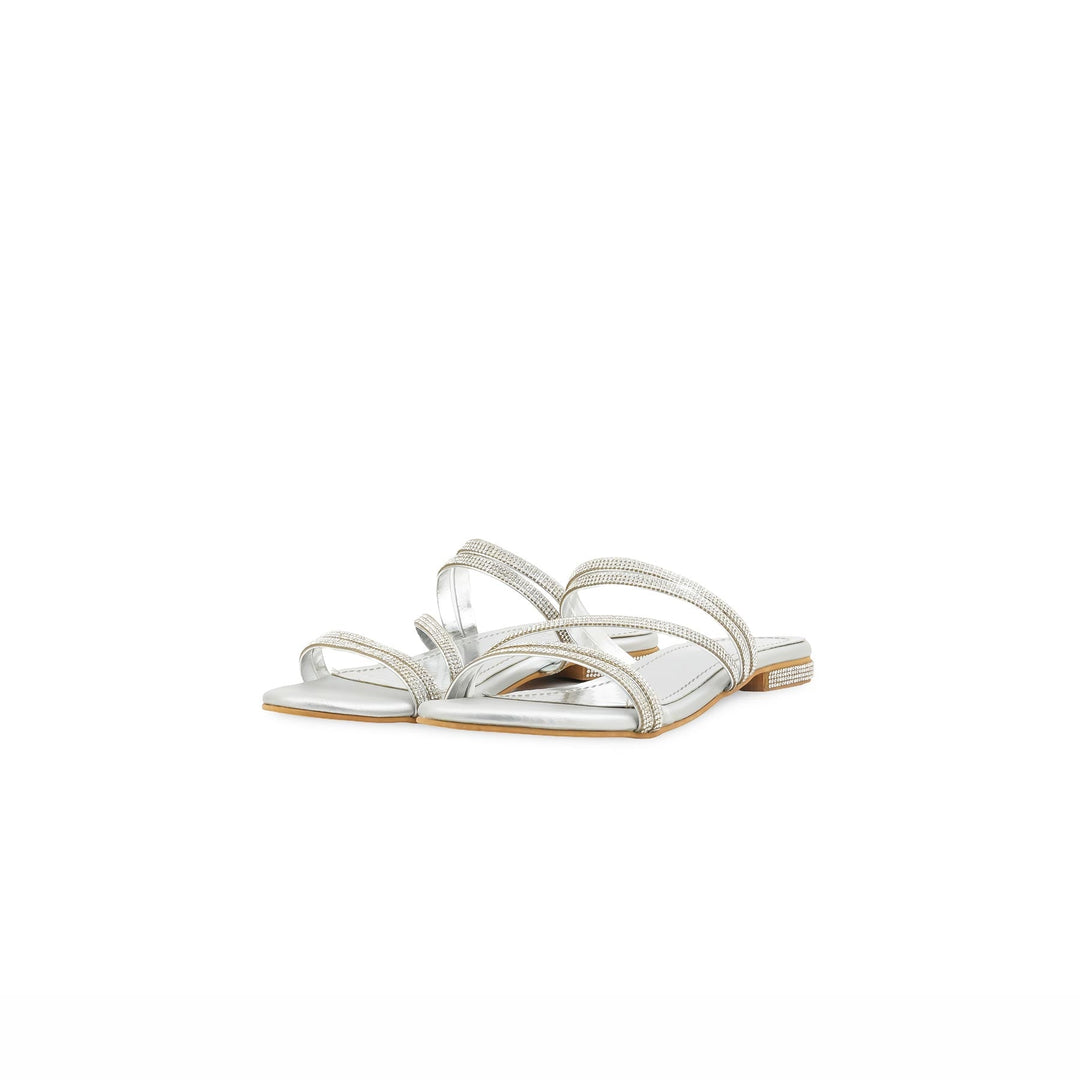 Girls Silver Fancy Slipper KD5894