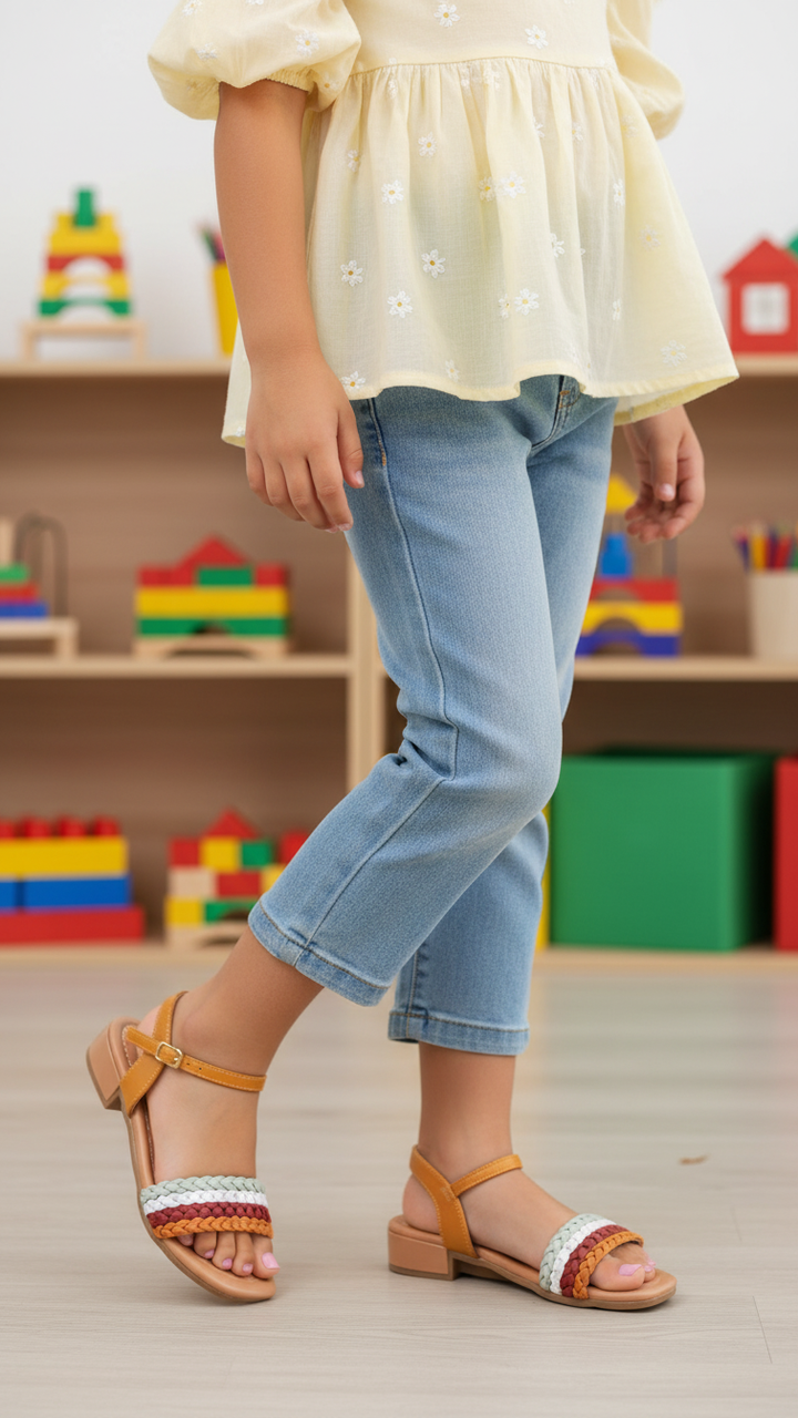 Girls Yellow Formal Sandal KD5896