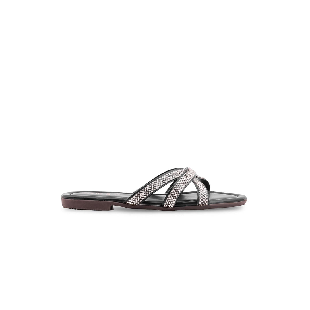 Girls Black Fancy Slipper KD5907
