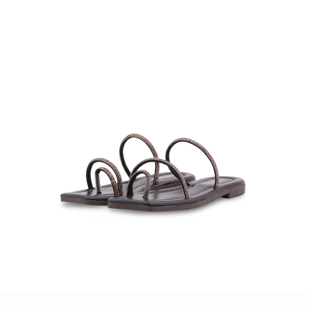 Girls Black Fancy Slipper KD5918