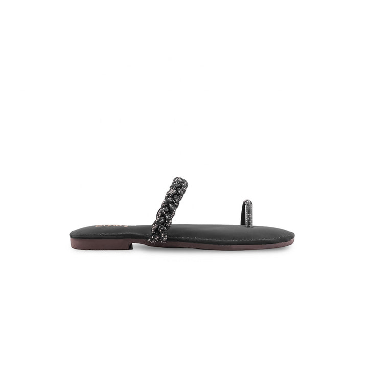 Girls Black Fancy Slipper KD5920
