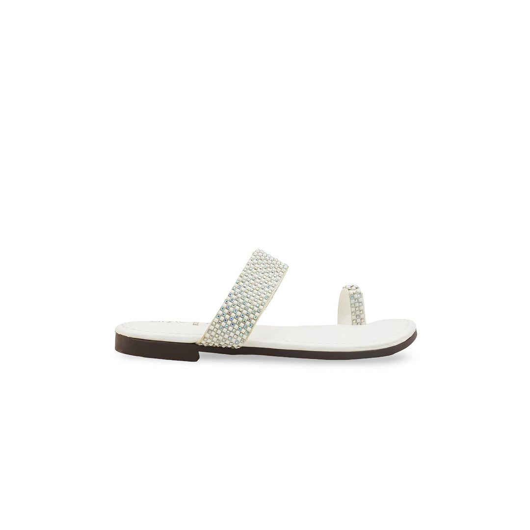 Girls White Casual Slipper KD5934