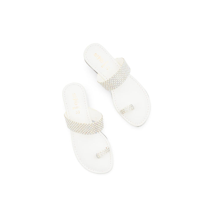 Girls White Casual Slipper KD5934