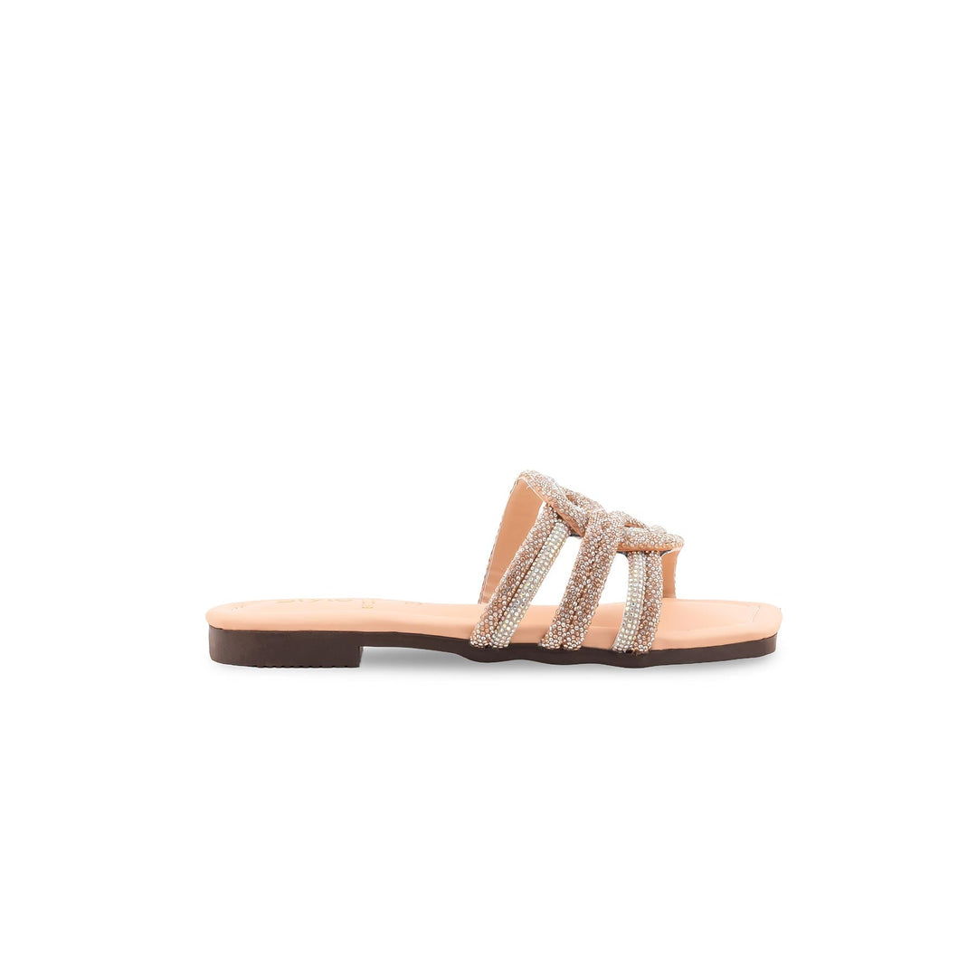 Girls Beige Fancy Slipper KD5957