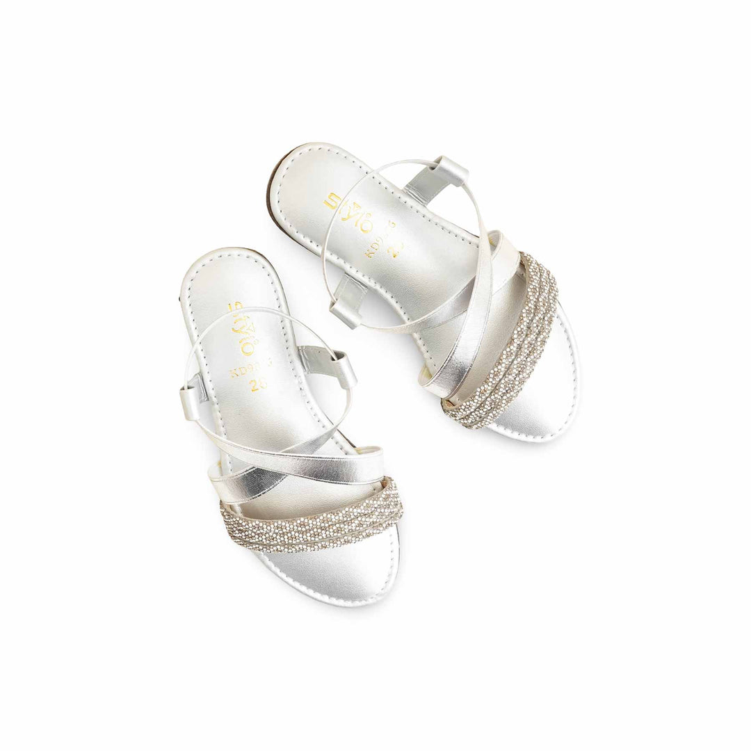 Girls Silver Fancy Sandal KD9856