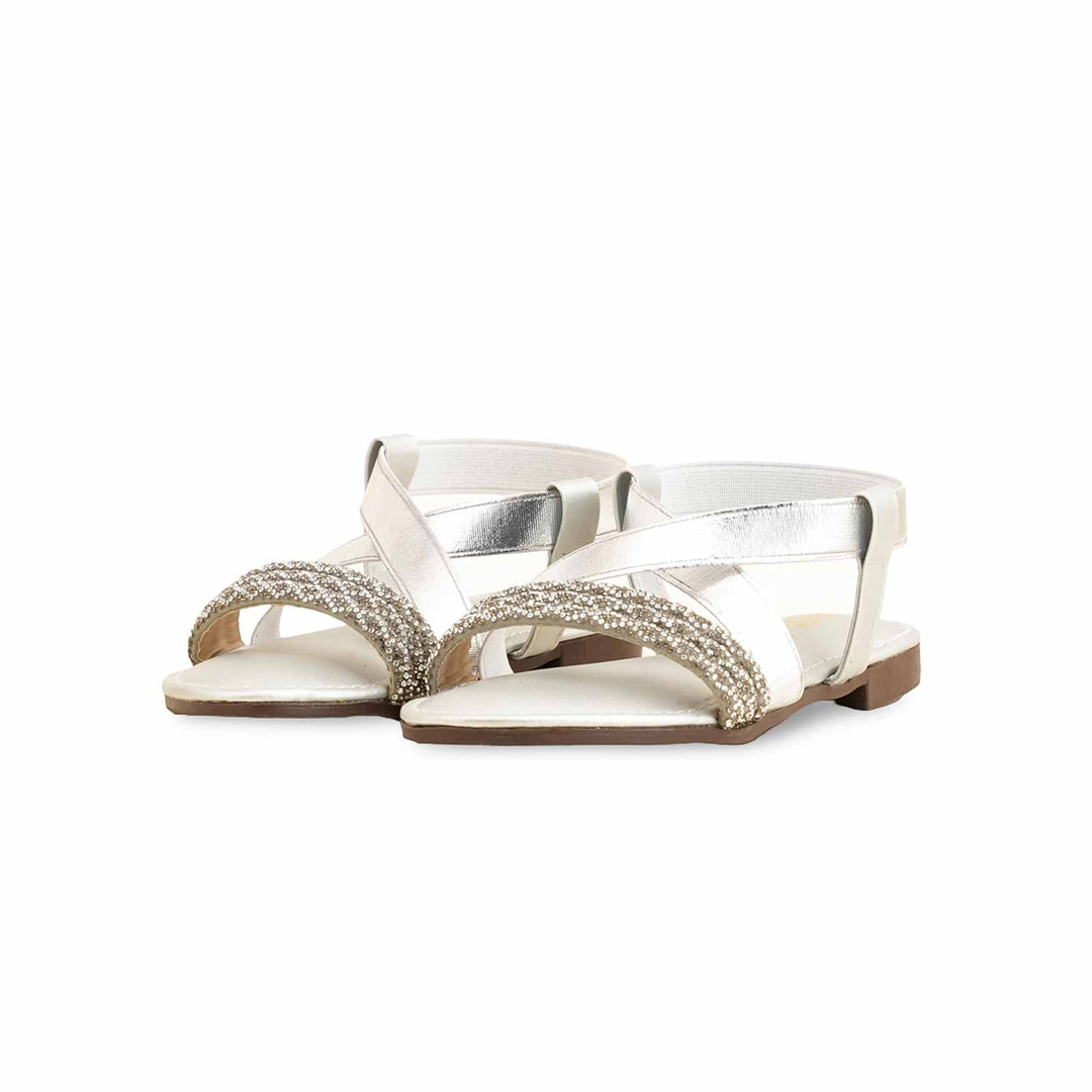 Girls Silver Fancy Sandal KD9856