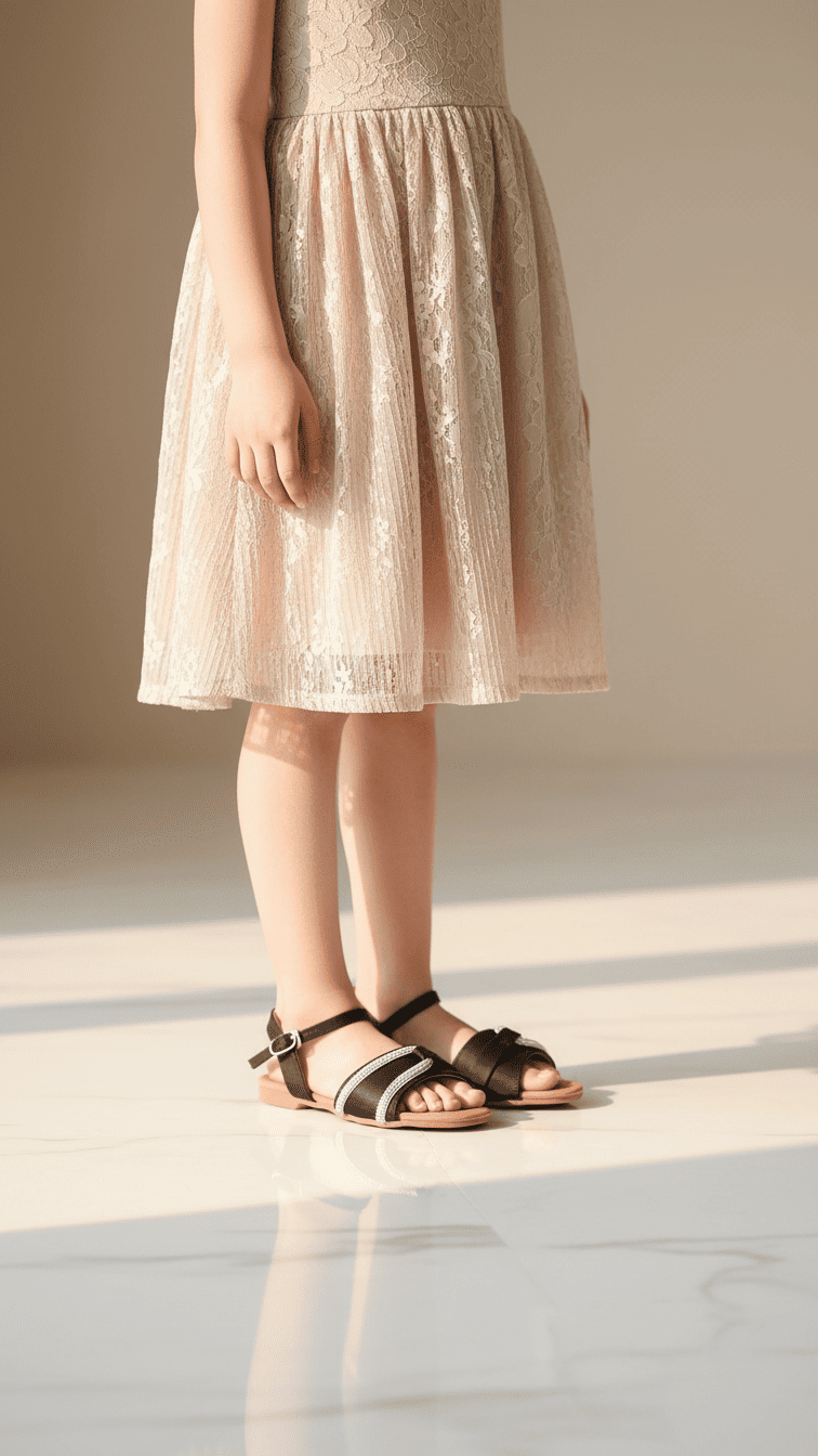 Girls Black Formal Sandal KD9870