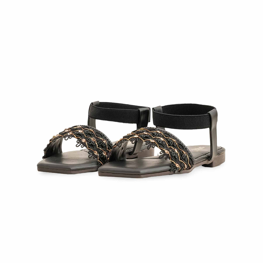 Girls Black Casual Sandal KD9876