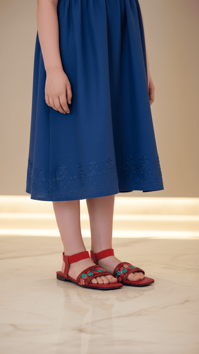 Girls Red Casual Sandal KD9877