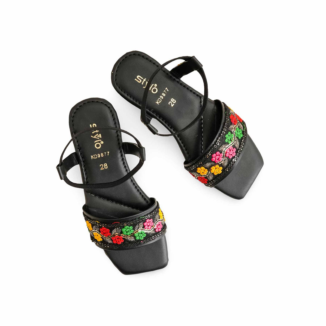 Girls Black Casual Sandal KD9877