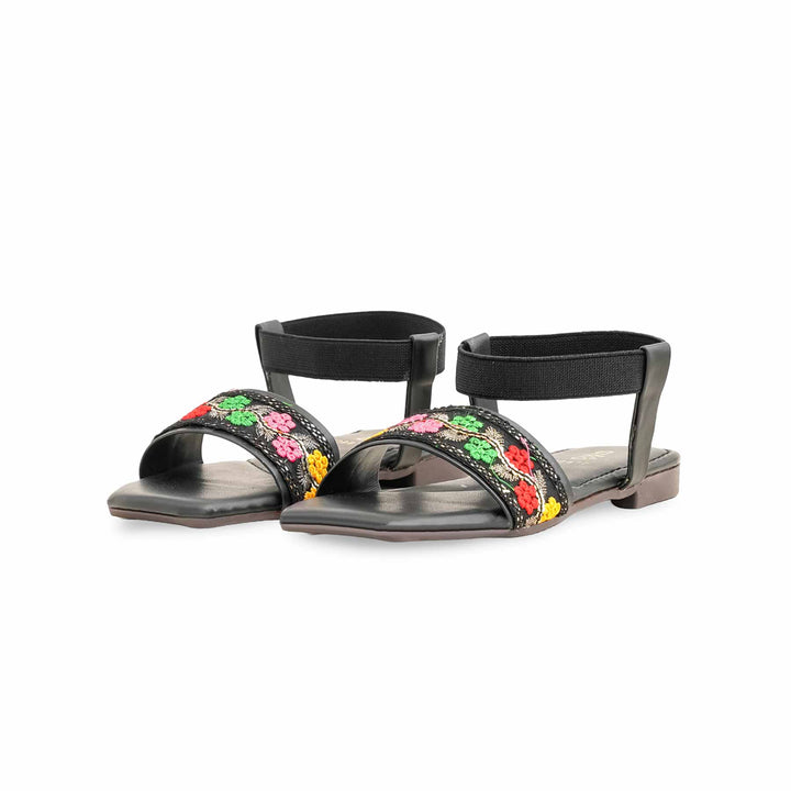 Girls Black Casual Sandal KD9877