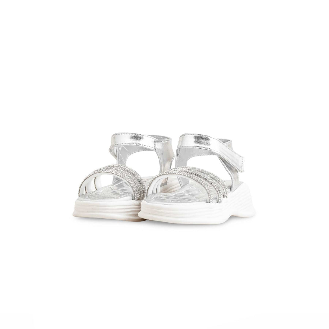 Girls Silver Fancy Sandal KD9919