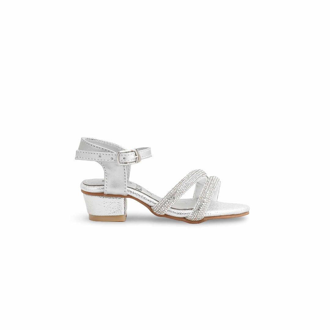 Girls Silver Fancy Sandal KD9922