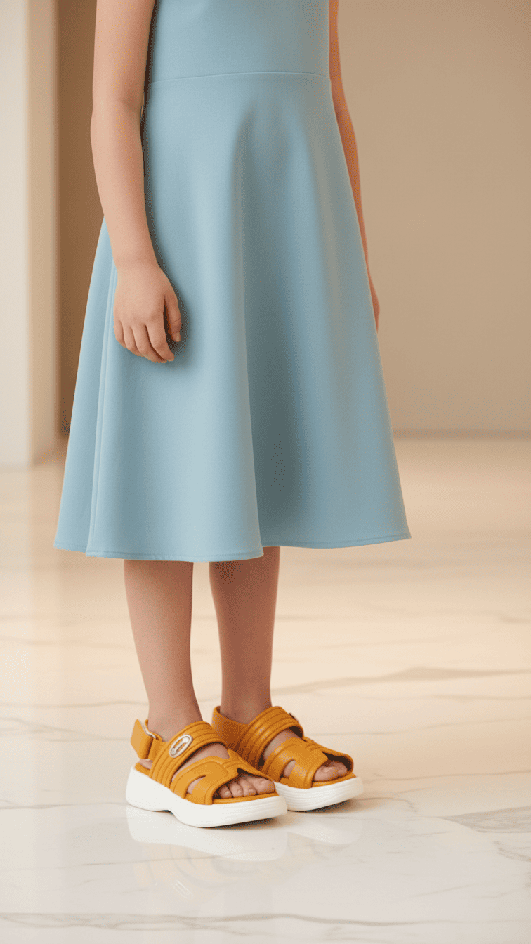 Girls Yellow Formal Sandal KD9932