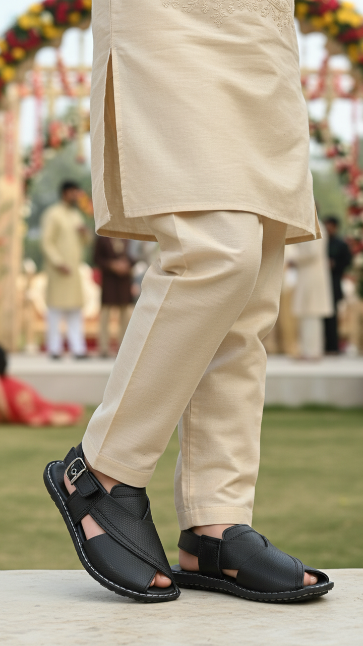 Boys Black Peshawari Chappal KD9935