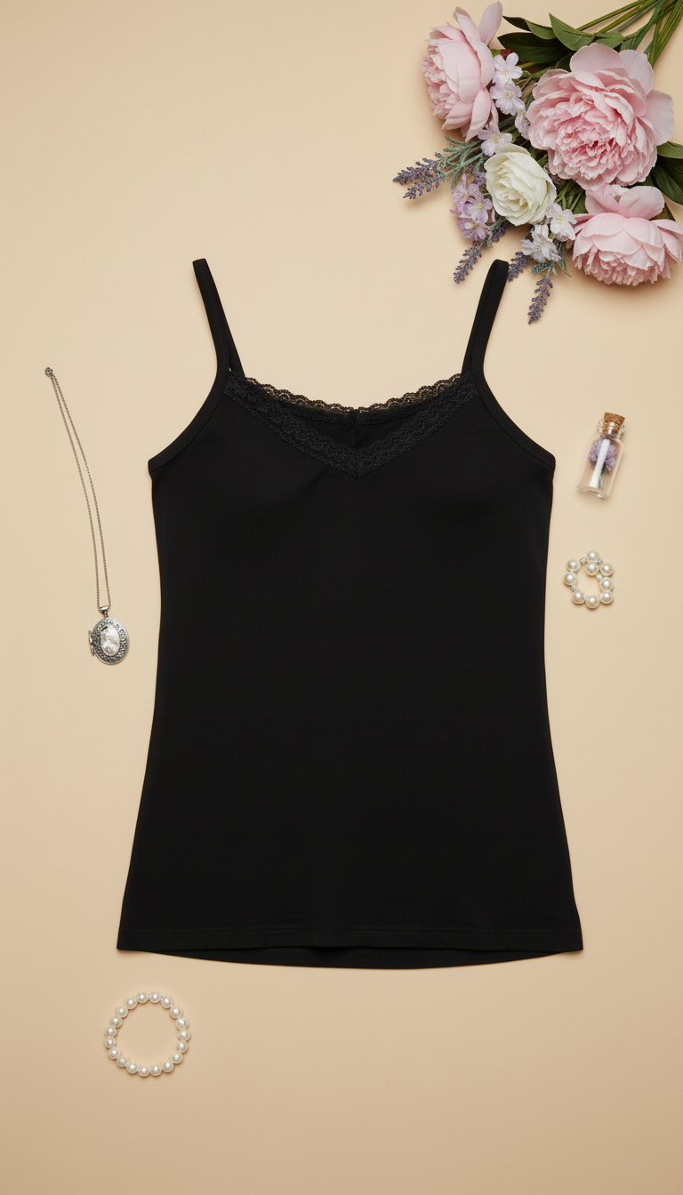 Black Solid Camisole LC0018