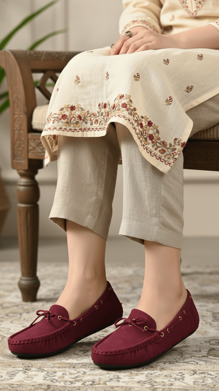 Maroon Moccasin For Ladies LWN429