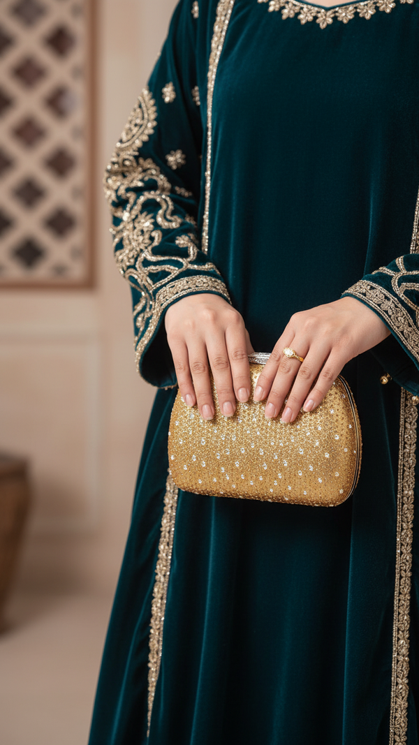 حقيبة كلاتش ذهبية للعروس P15388