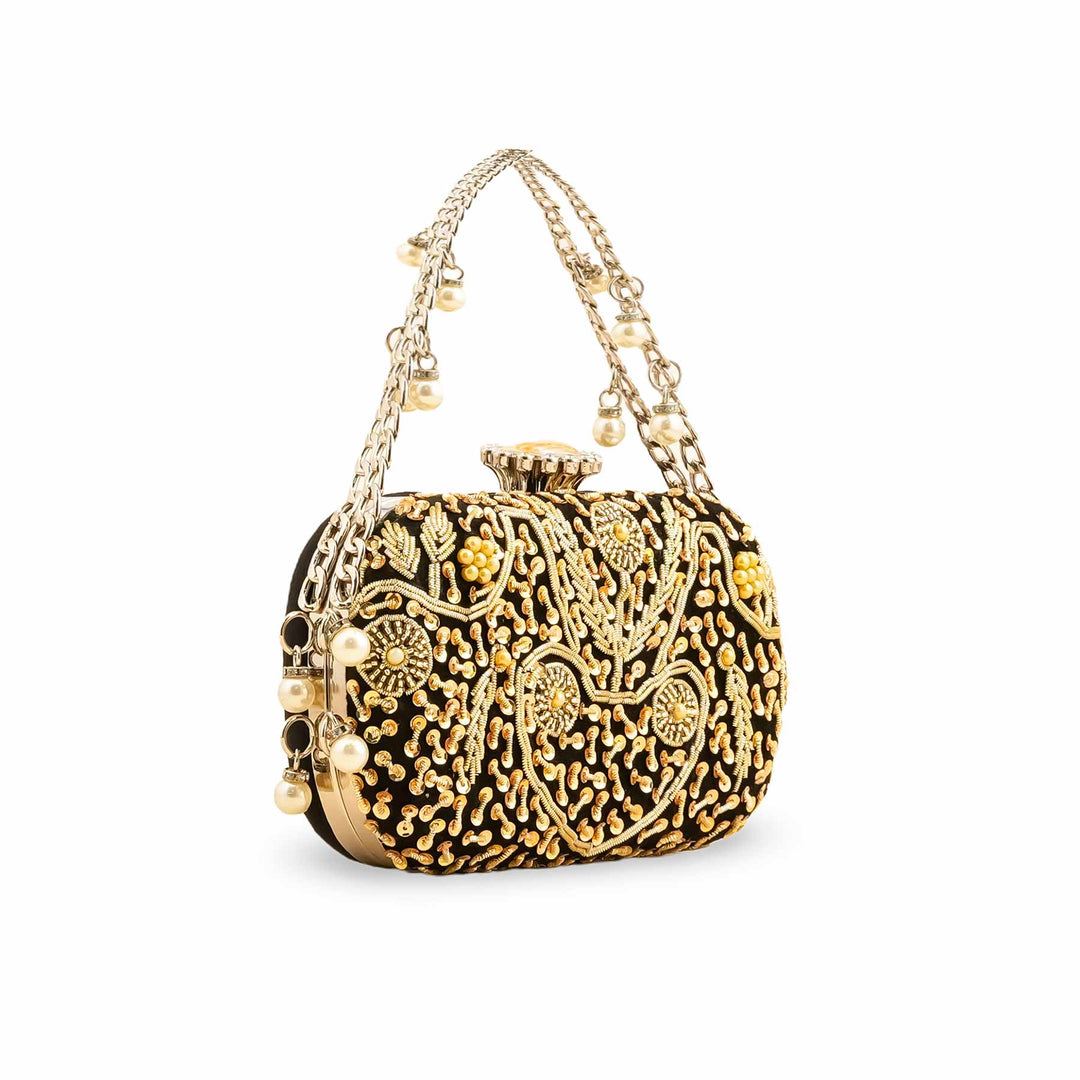 Black Fancy Clutch P15398