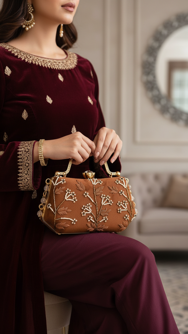 Brown Fancy Clutch P15399