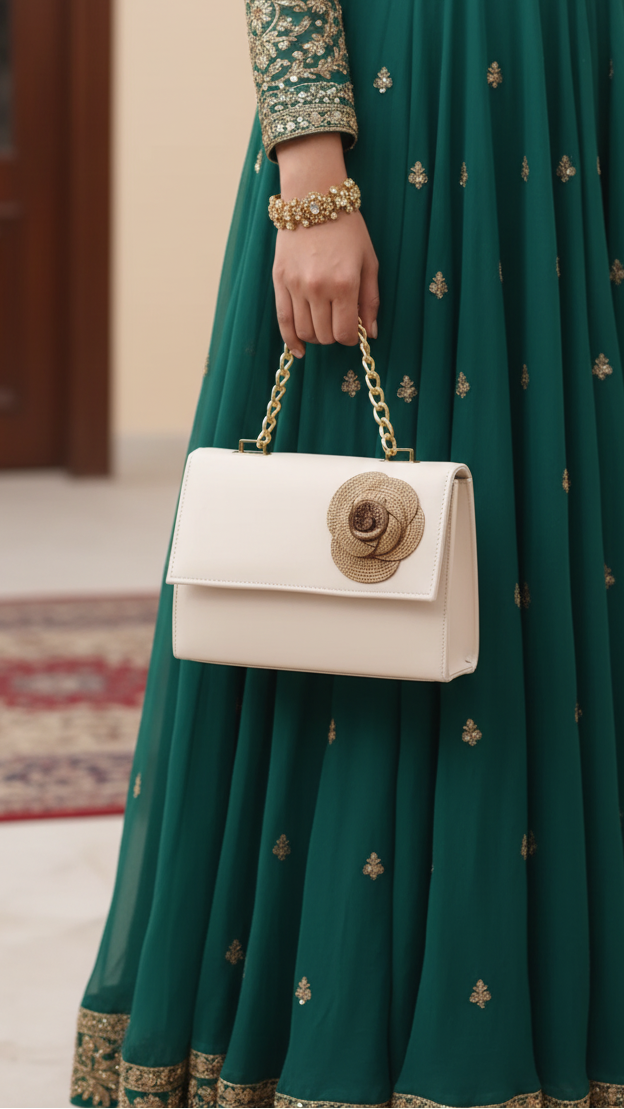 حقيبة يد فخمة بلون بني فاتح للنساء P15693