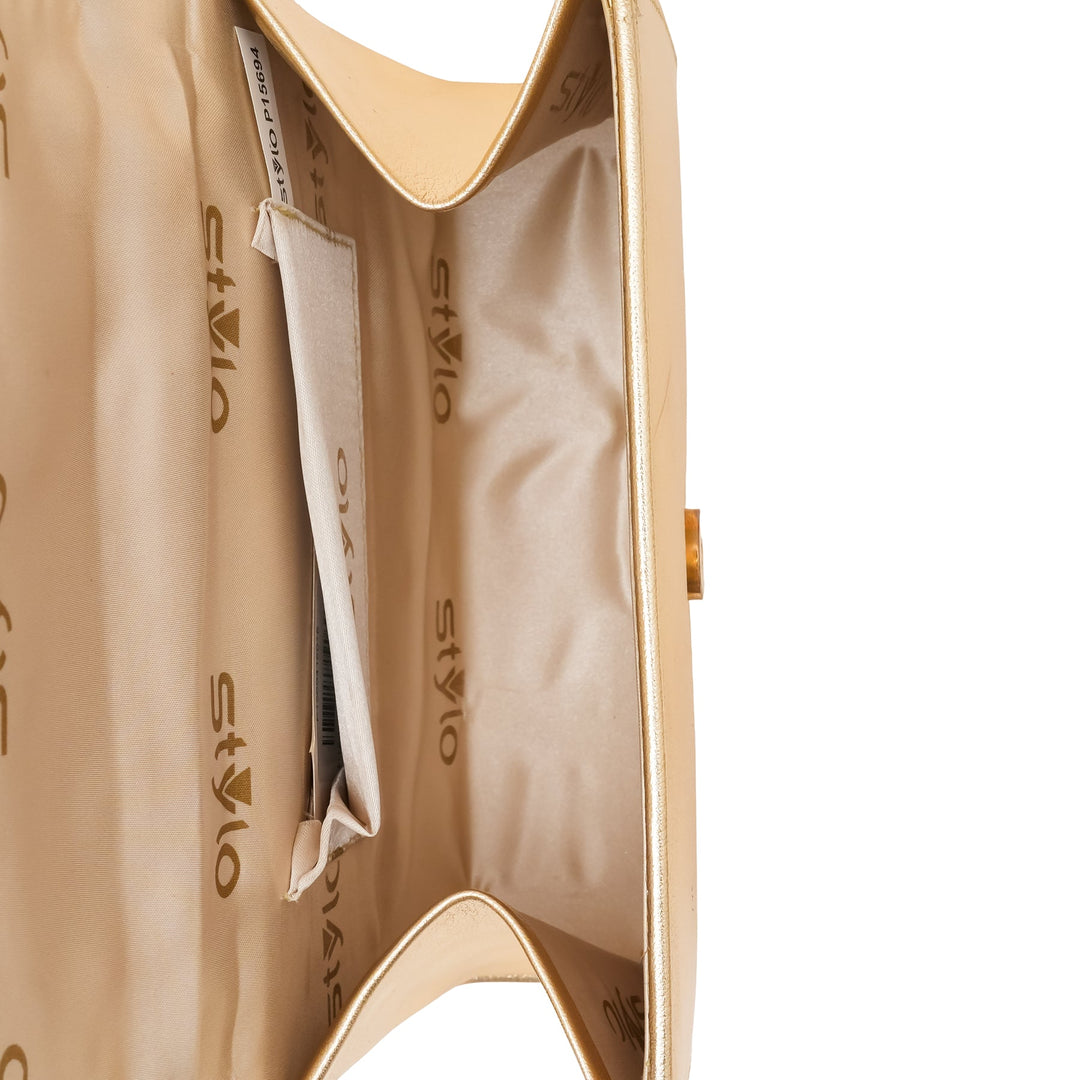Golden Fancy Clutch For Women P15694