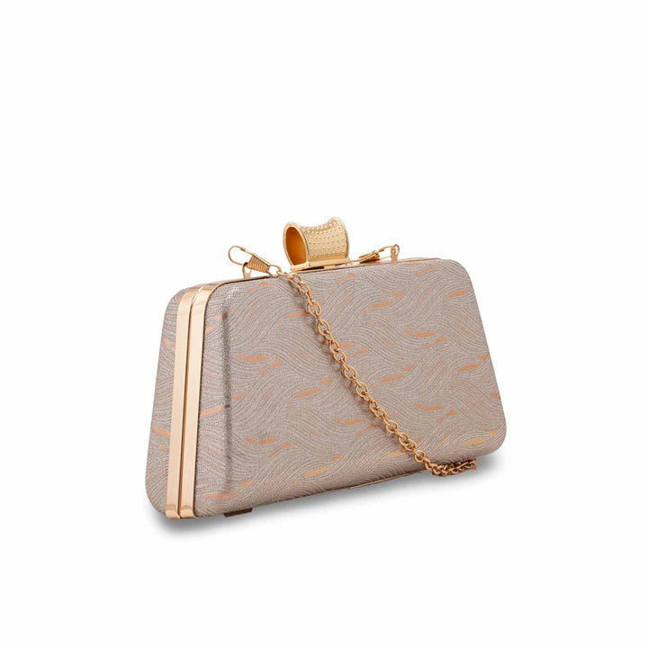 Champagne Women Fancy Clutch P15713