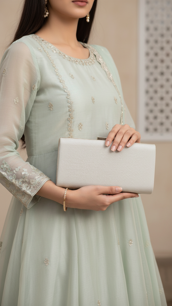 شنطة يد نسائية فخمة باللون البيج طراز P15714