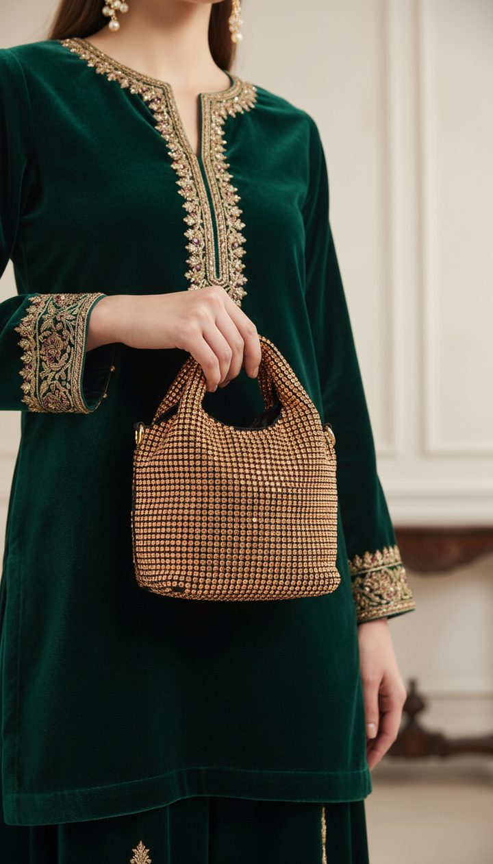 شنطة عروس شامبانيا P24103