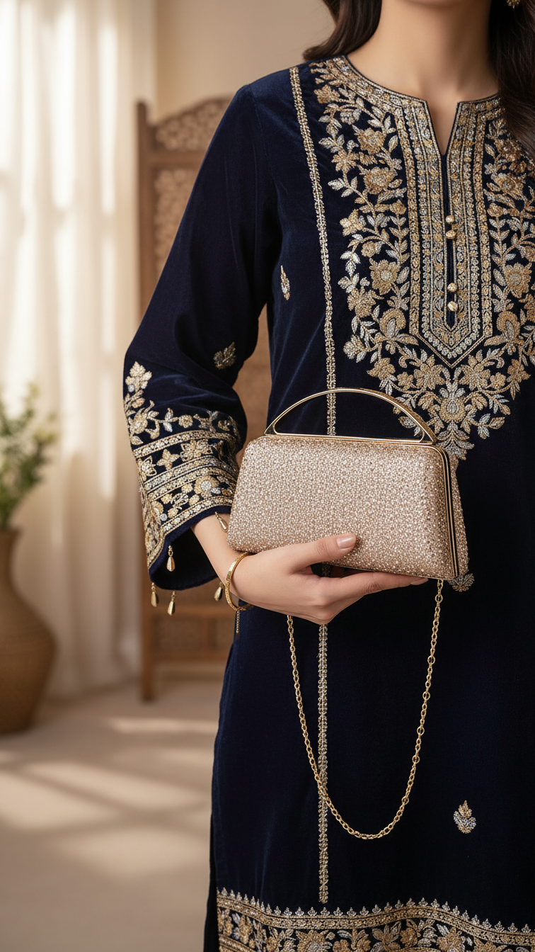 Champagne Fancy Clutch P24188